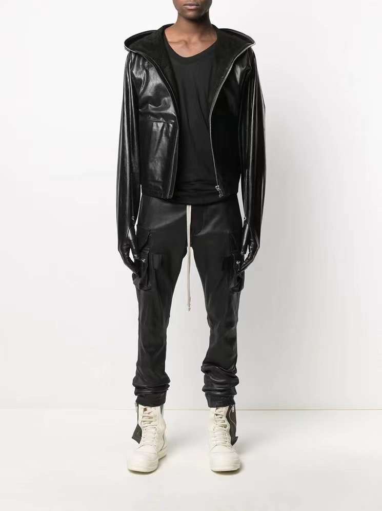 RICK OWENS Glove Leather Hooded Jacket