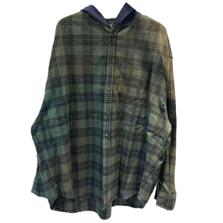 BALENCIAGA Hooded Distressed Flannel Shirt