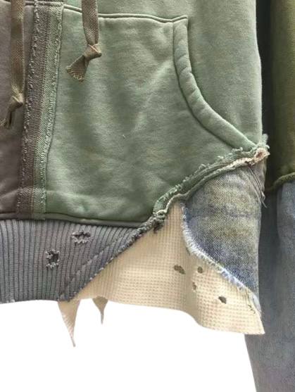GREG LAUREN Colour-block Panelled Hoodie